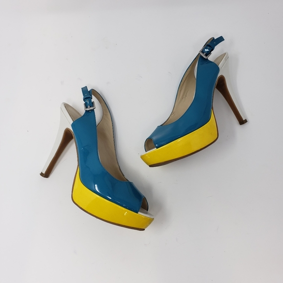 Nine West Iwanto Multi-color Slingback Platform Pu - Picture 1 of 6